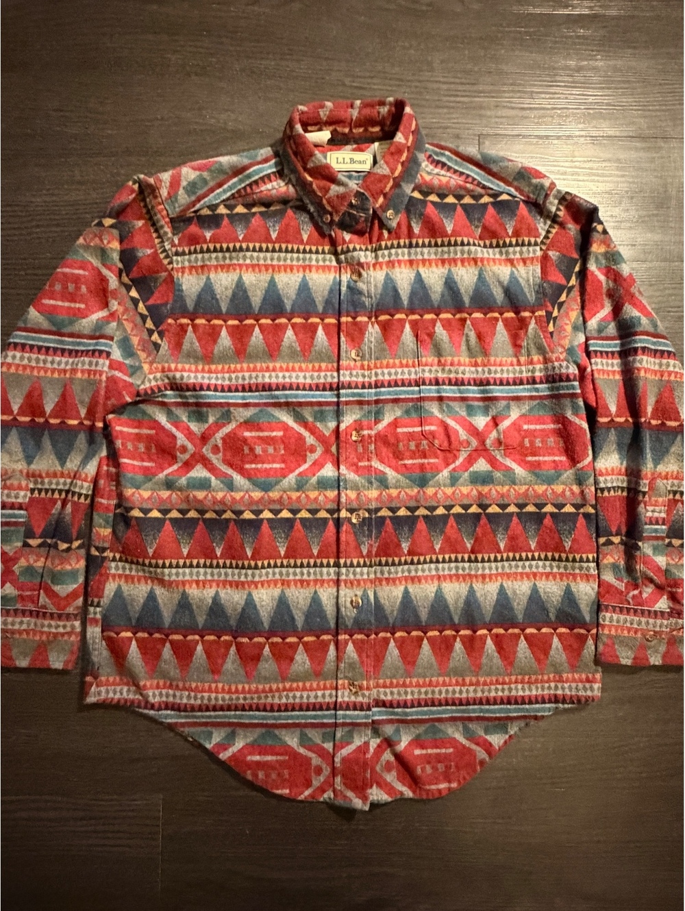Vintage 80s L.L. Bean Southwestern Aztec Chamois Flannel Shirt